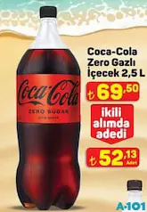 COCA-COLA ZERO GAZLI İÇECEK KOLA 2,5 L